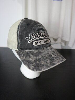 Minnesota Acid Wash Faded Mesh Snapback Trucker Hat OS Vintage Y2K